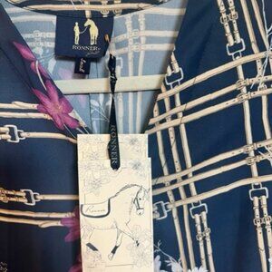 Ronner Porst Equestrian Print Long Sleeve Button Front Blouse